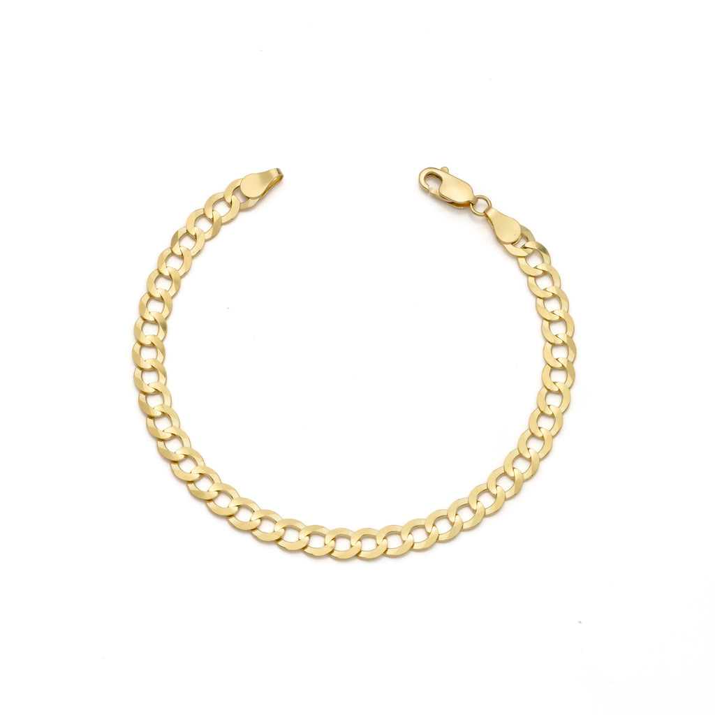 10k Yellow Gold Solid Curb Cuban Bracelet