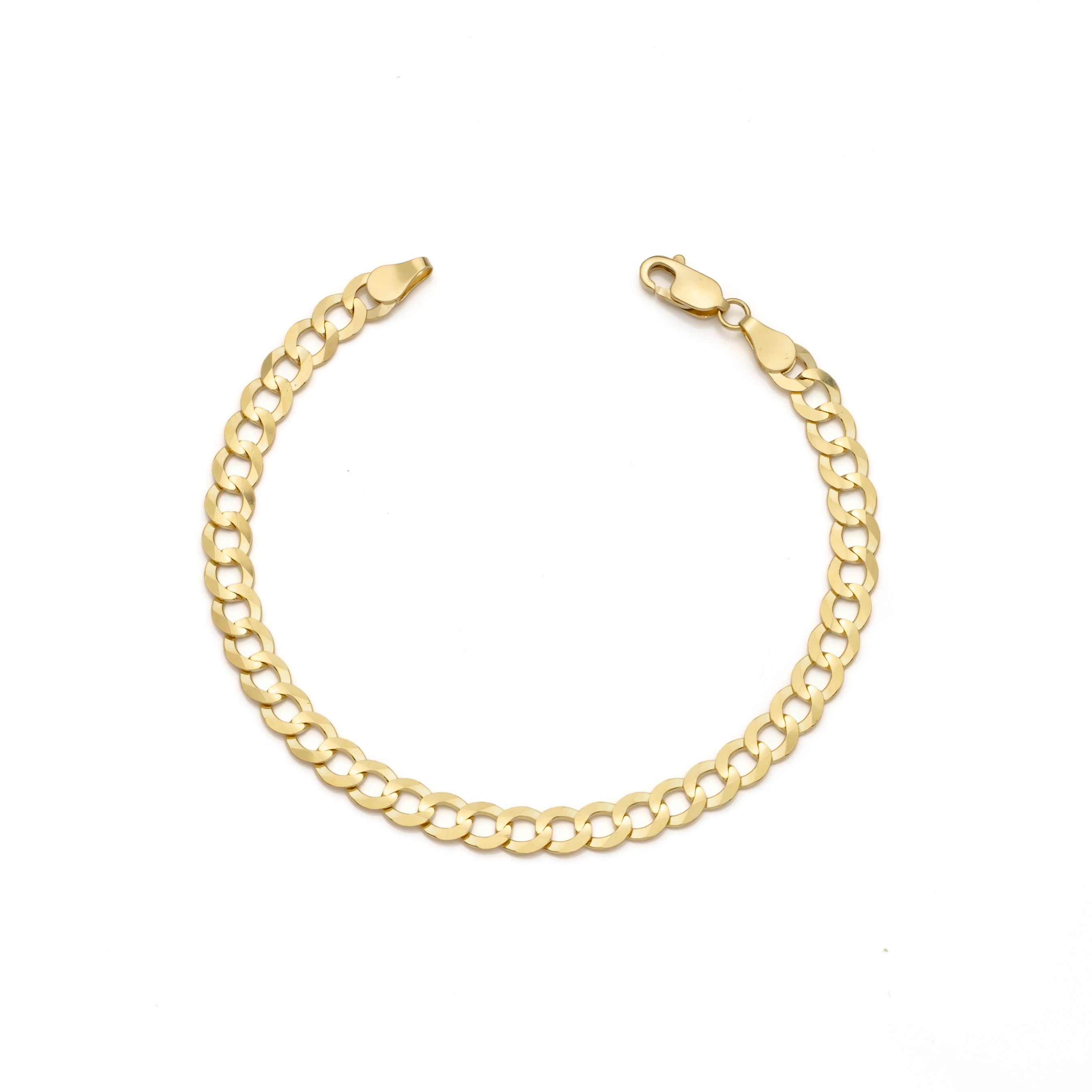 10k Yellow Gold Solid Curb Cuban Bracelet
