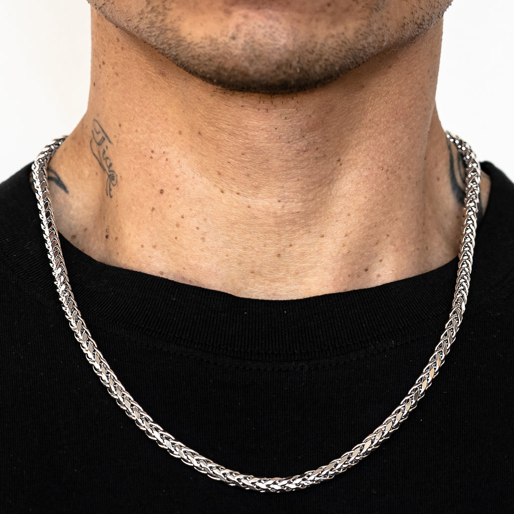 14k White Gold Wheat Palm Franco Chain