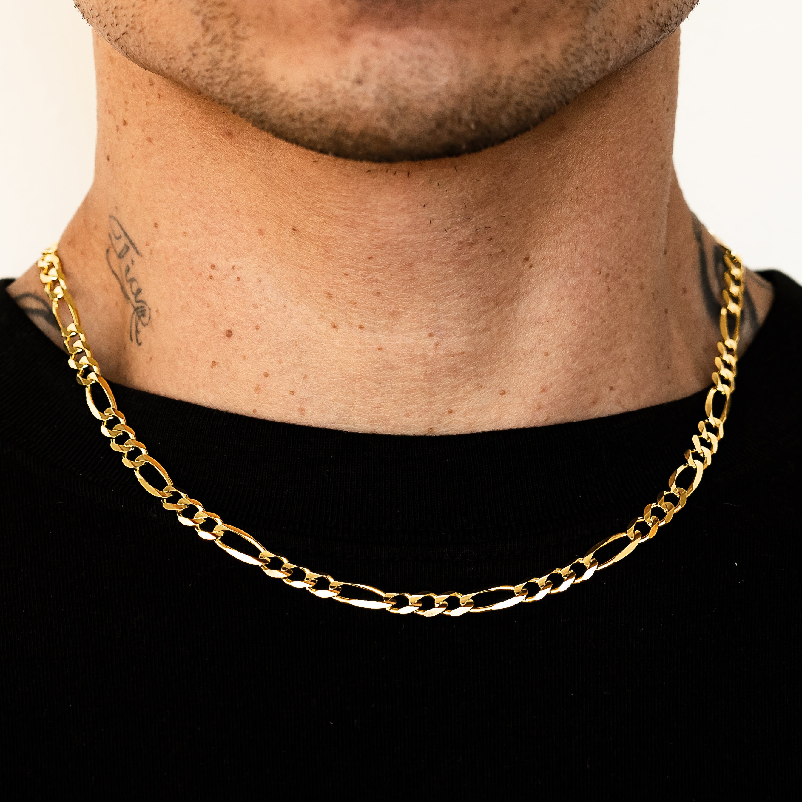 14k Yellow Gold Solid Figaro Chain