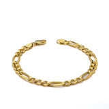 14k Yellow Gold Solid Figaro Bracelet