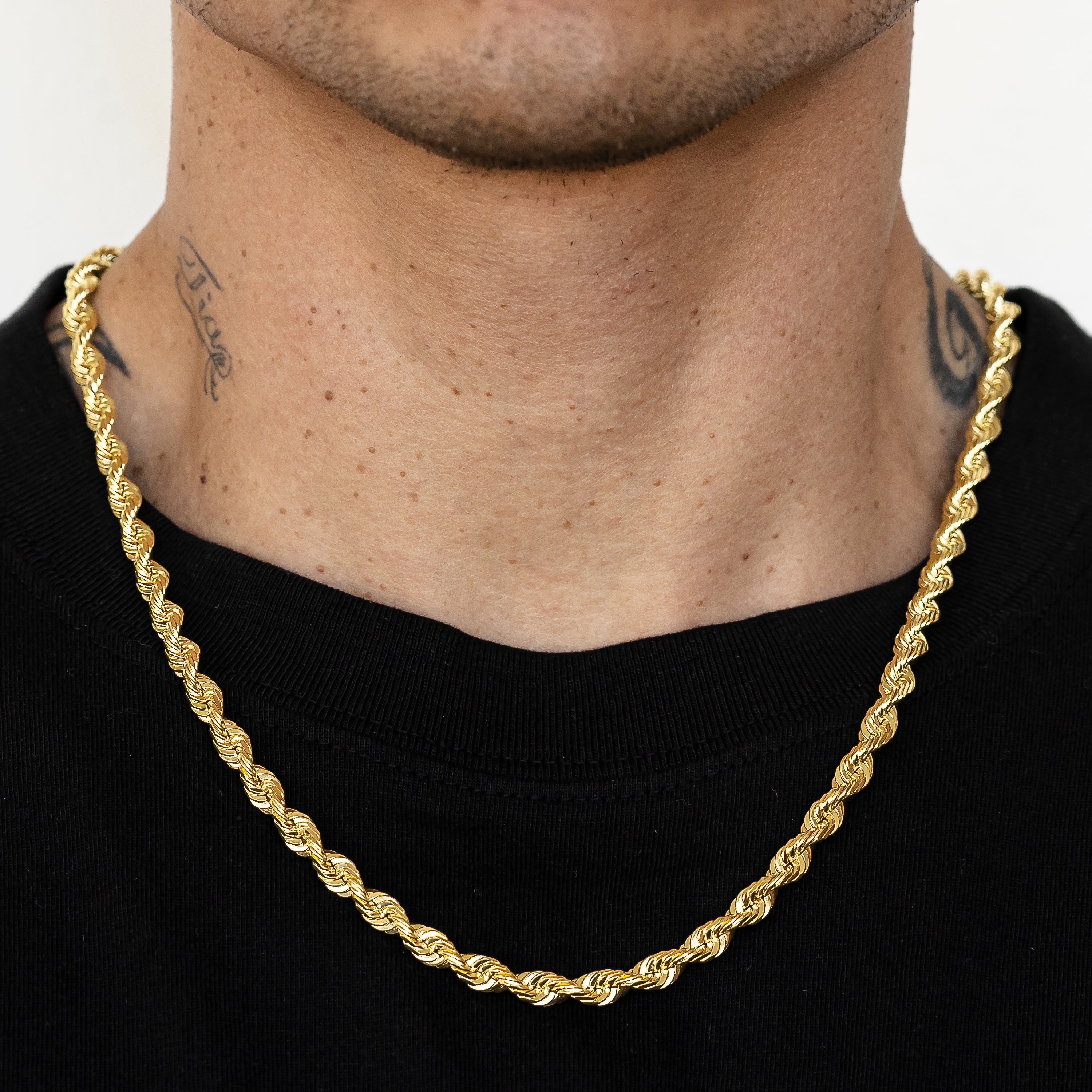 10k Yellow Gold Solid Diamond Cut Rope Chain