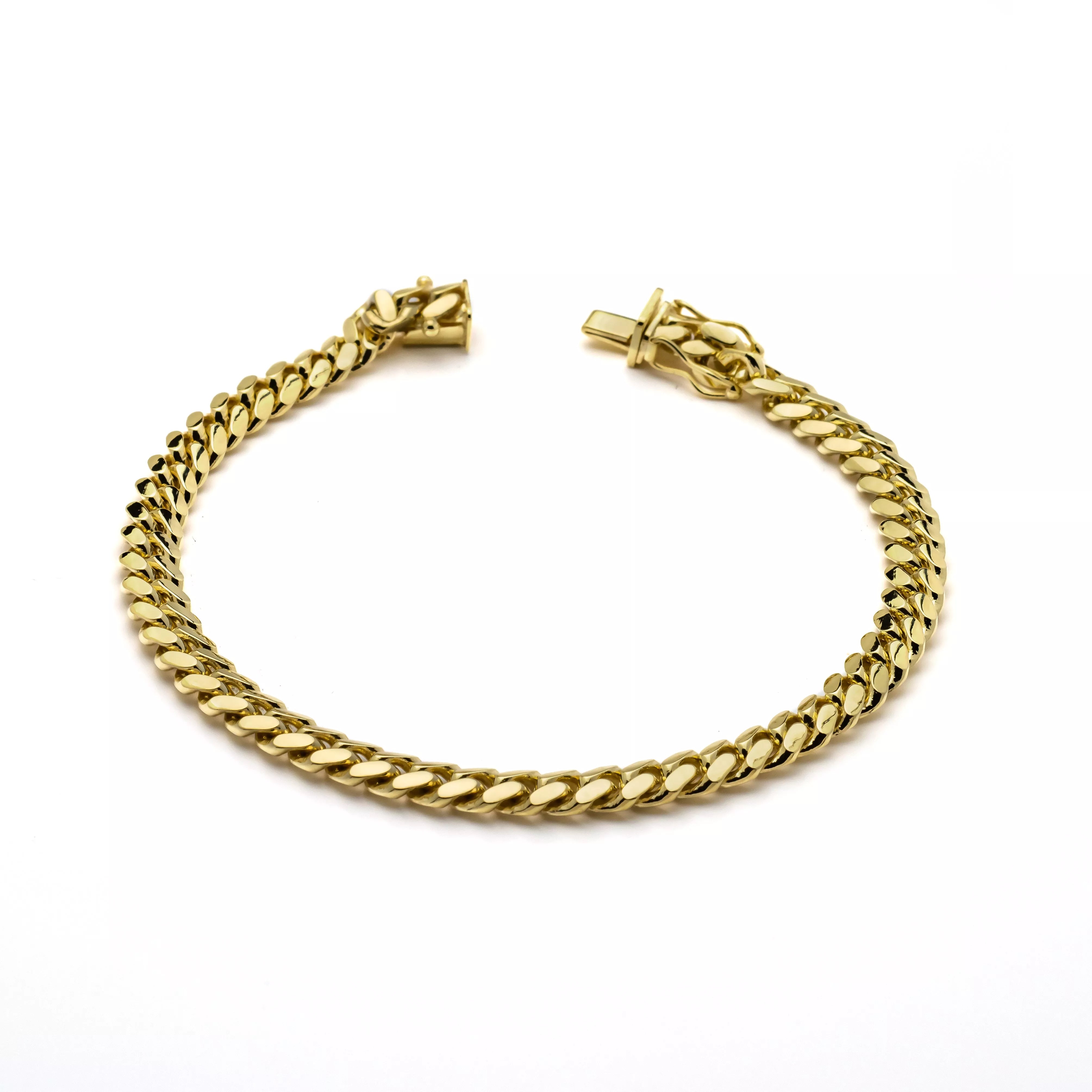 18k Yellow Gold Solid Miami Cuban Bracelet