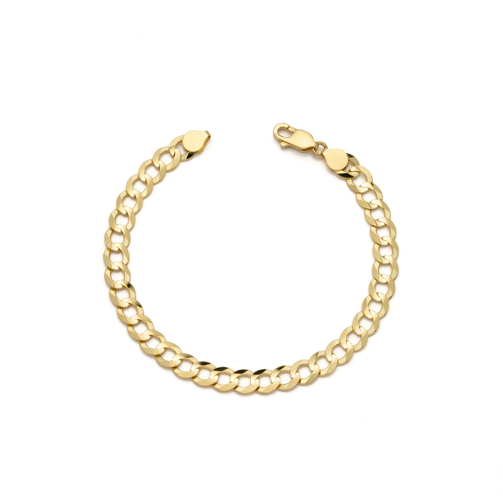 10k Yellow Gold Solid Curb Cuban Bracelet