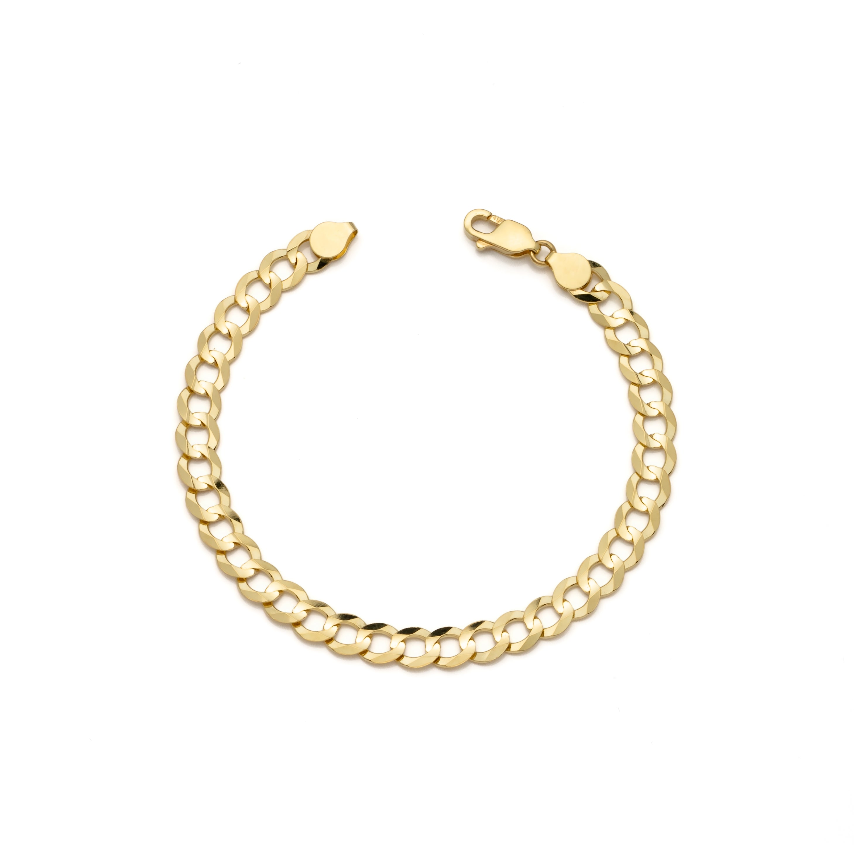 10k Yellow Gold Solid Curb Cuban Bracelet