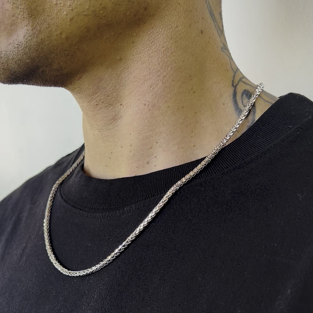 14k White Gold Wheat Palm Franco Chain