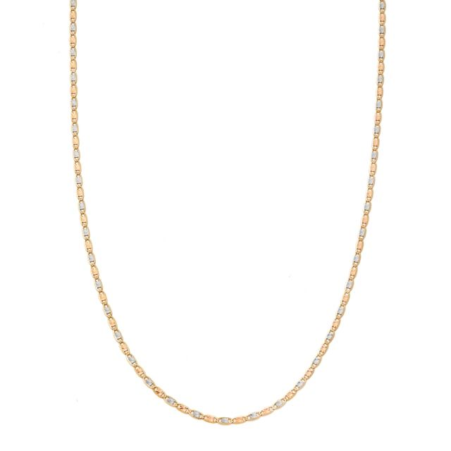 14K Tricolor Gold  Solid Diamond Cut Valentino Necklace With Spring Clasp (16" To 24")