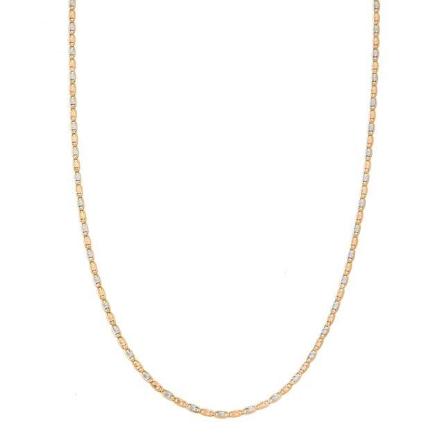 14K Tricolor Gold Solid Diamond Cut Valentino Necklace With Spring Clasp (16" To 24")