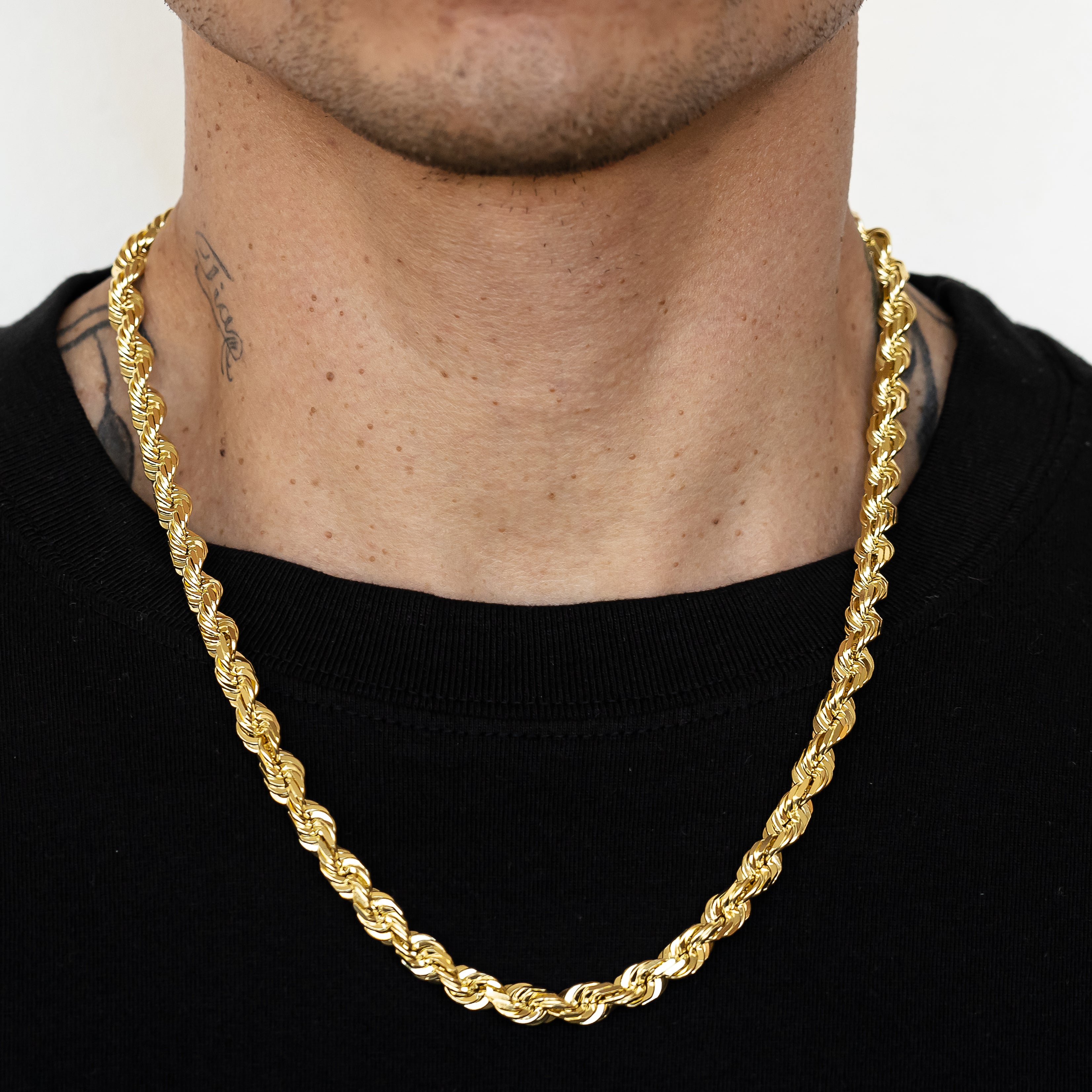 10k Yellow Gold Solid Diamond Cut Rope Chain