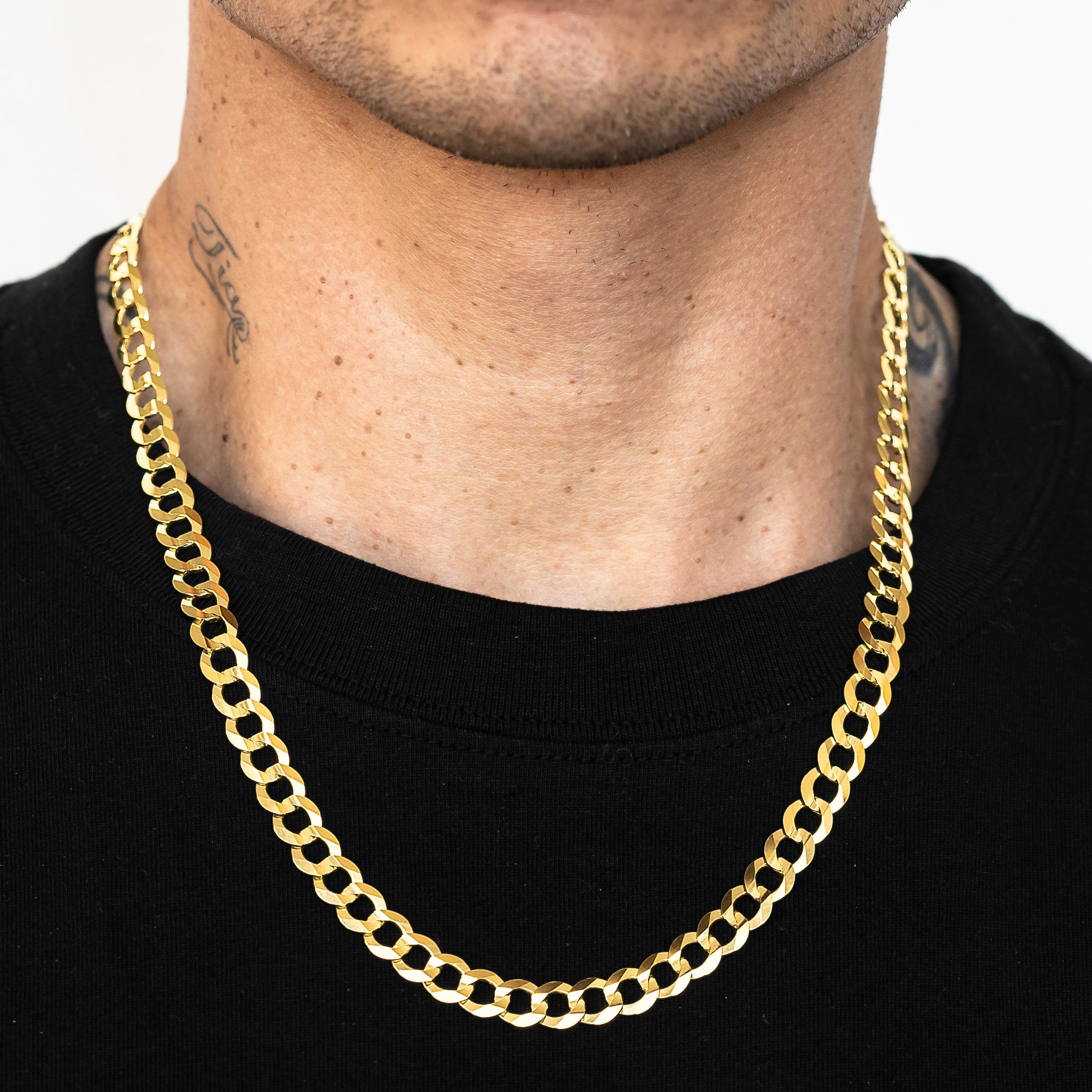 10k Yellow Gold Solid Curb Cuban Link Chain