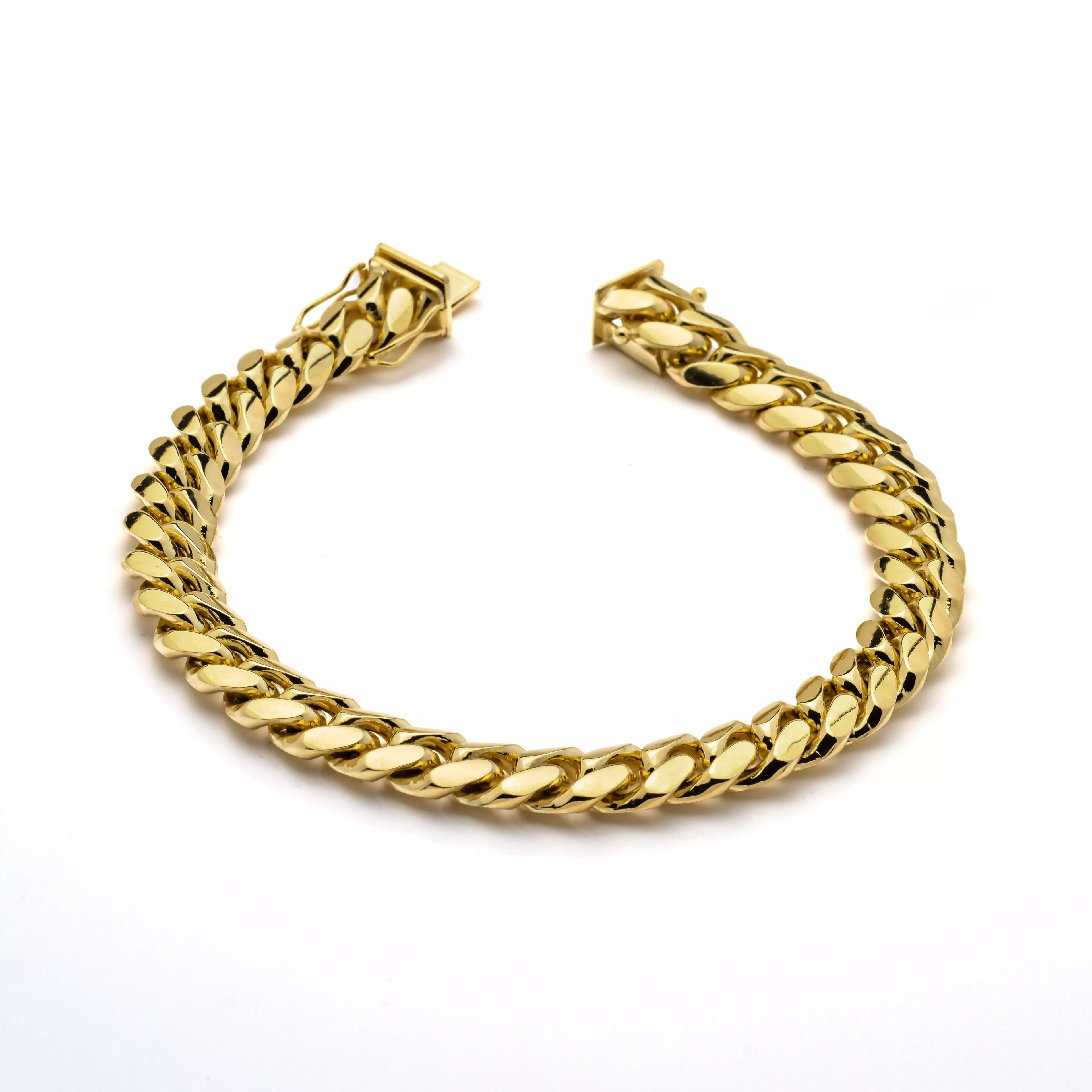 14k Yellow Gold Solid Miami Cuban Bracelet