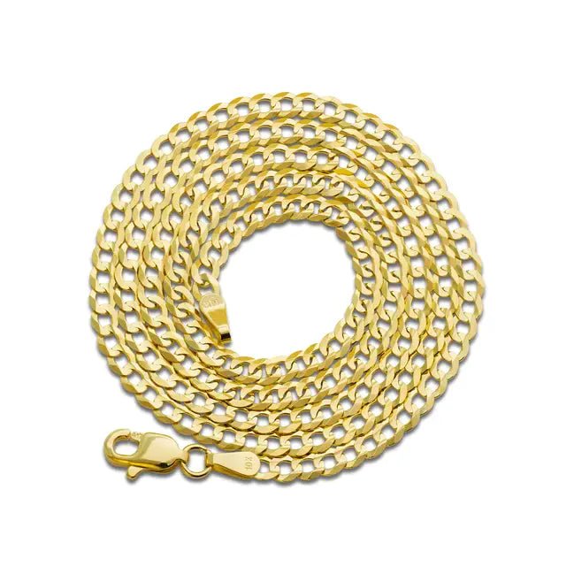 14k Yellow Gold Solid Curb Cuban Link Chain