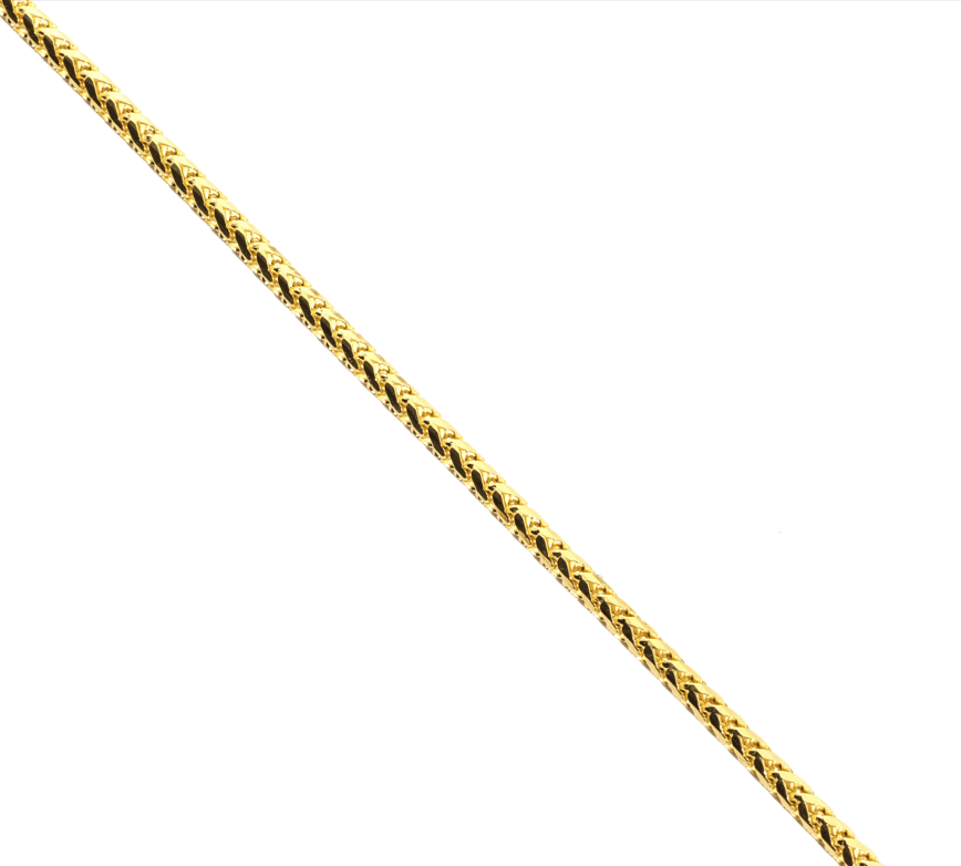 14k Women's Yellow Gold Solid Diamond Cut Franco Necklace
