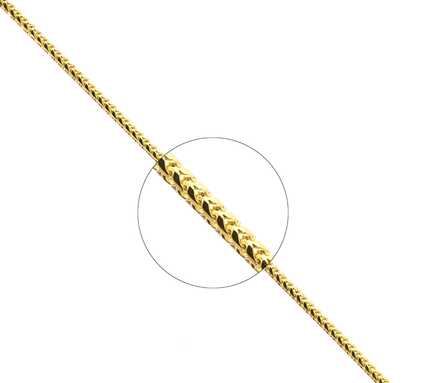 14k Women's Yellow Gold Solid Diamond Cut Franco Necklace