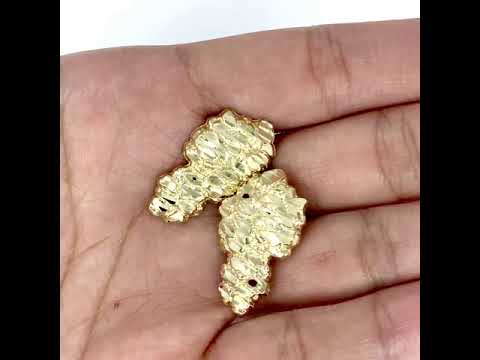 10K Yellow Gold Nugget Earrings (1.03" x 0.61")