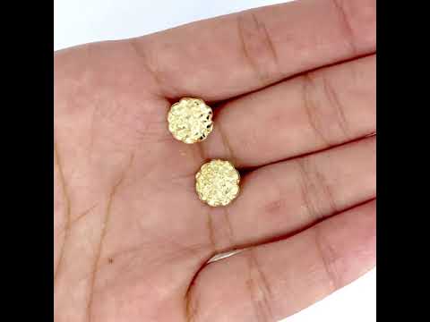 10k Yellow Gold Round Nugget Stud Earrings (.40")