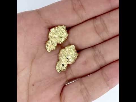 10K Yellow Gold Nugget Earrings (0.77" x 0.46")
