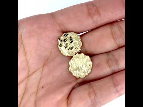 10k Yellow Gold Round Nugget Stud Earrings (.60")