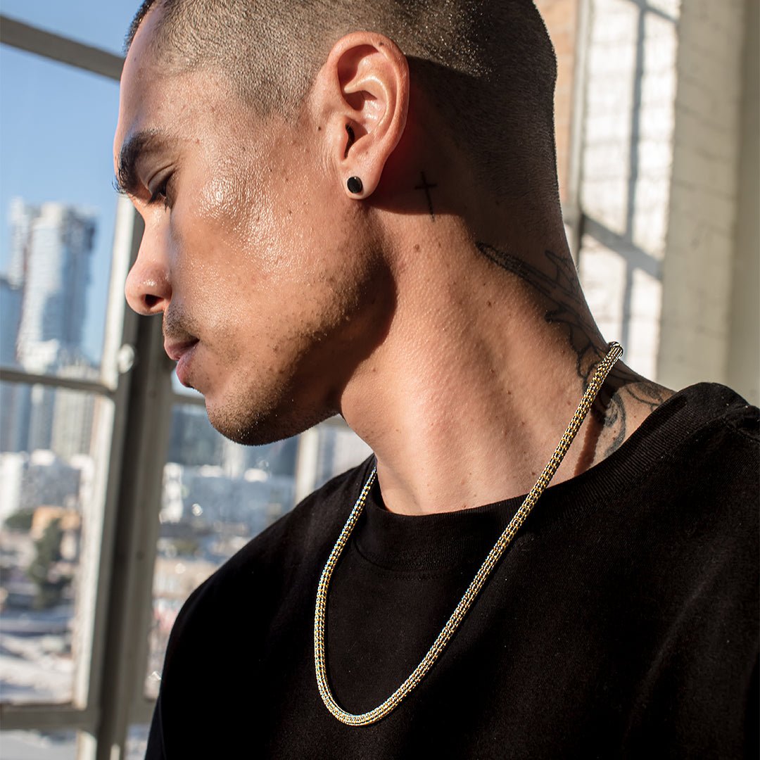 10k Gold Two-Tone Diamond Cut Ice Chain