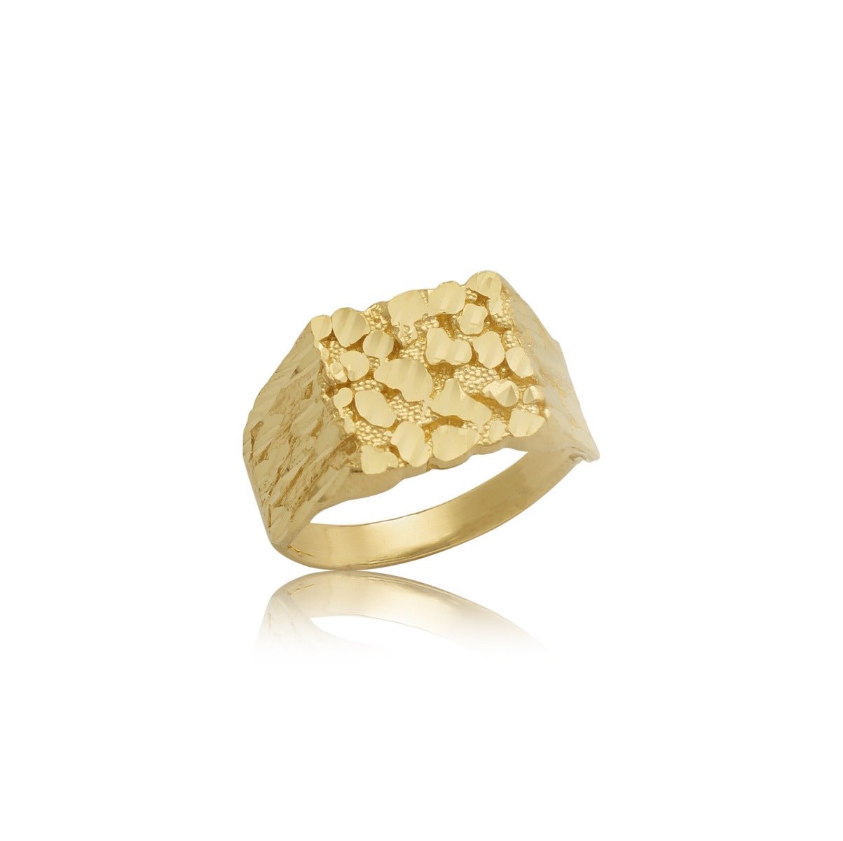 10K Yellow Gold Square Nugget Ring, Medium (0.50" x 0.47")