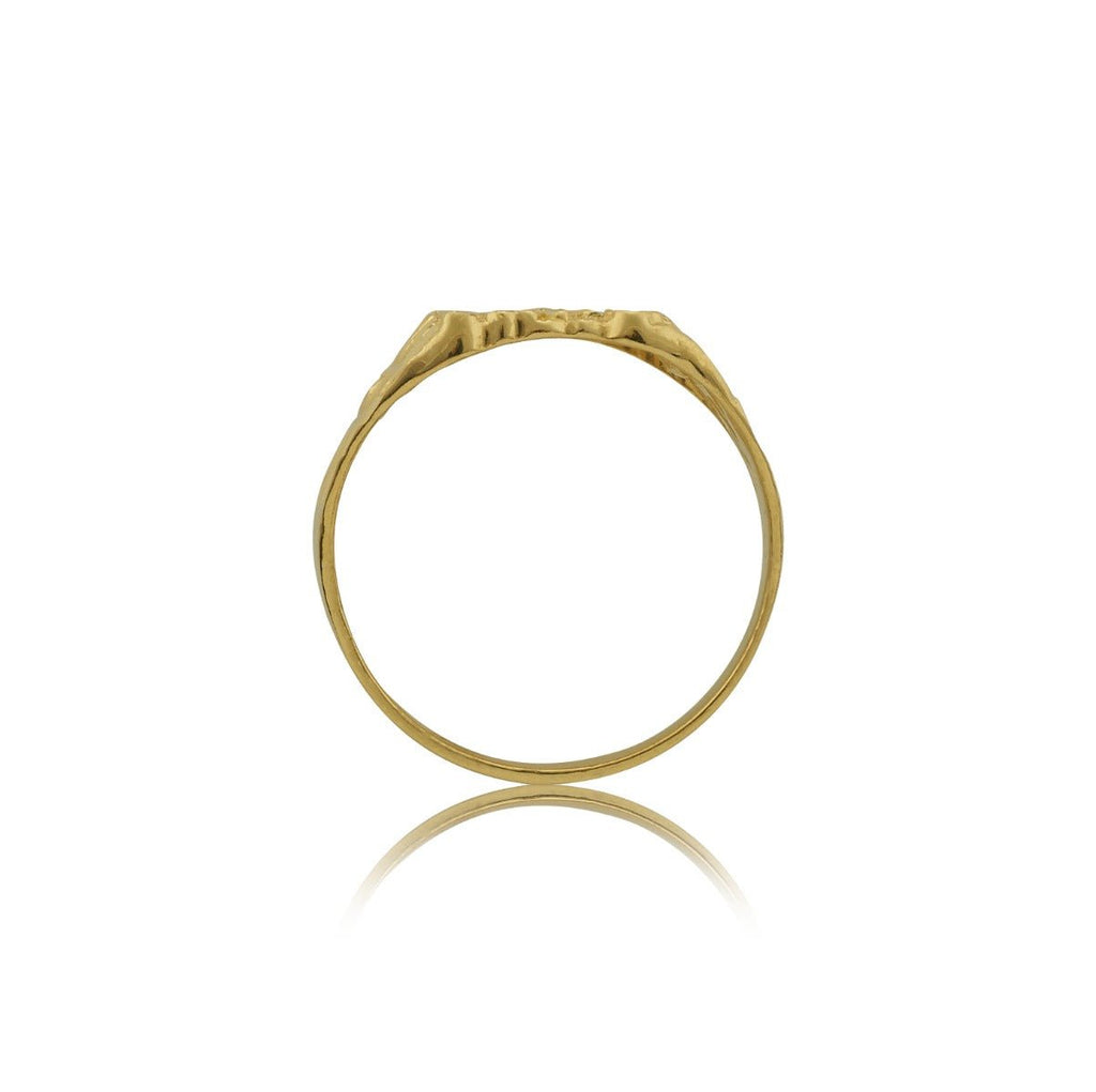 10K Yellow Gold Round Square Nugget Ring
