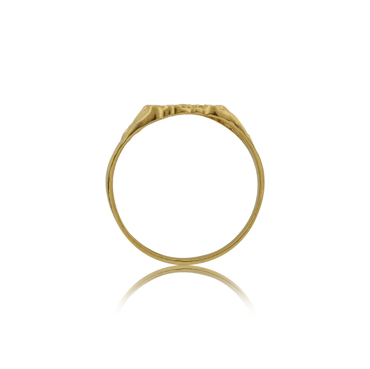 10K Yellow Gold Round Square Nugget Ring