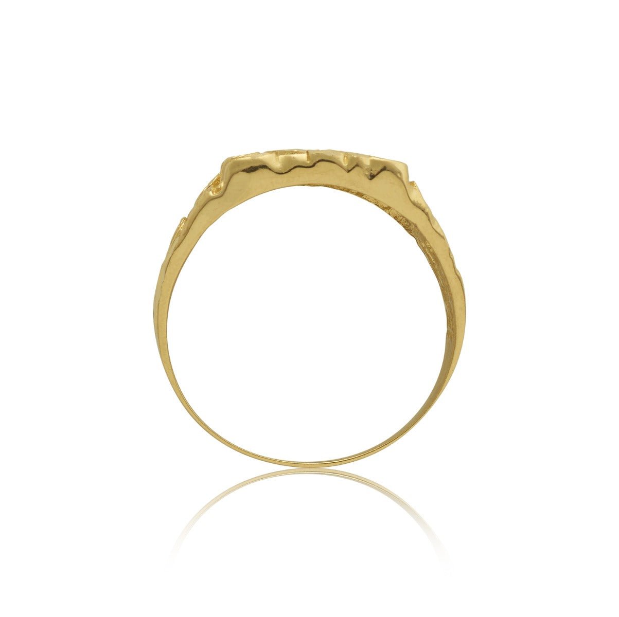 10K Yellow Gold Round Square Nugget Ring