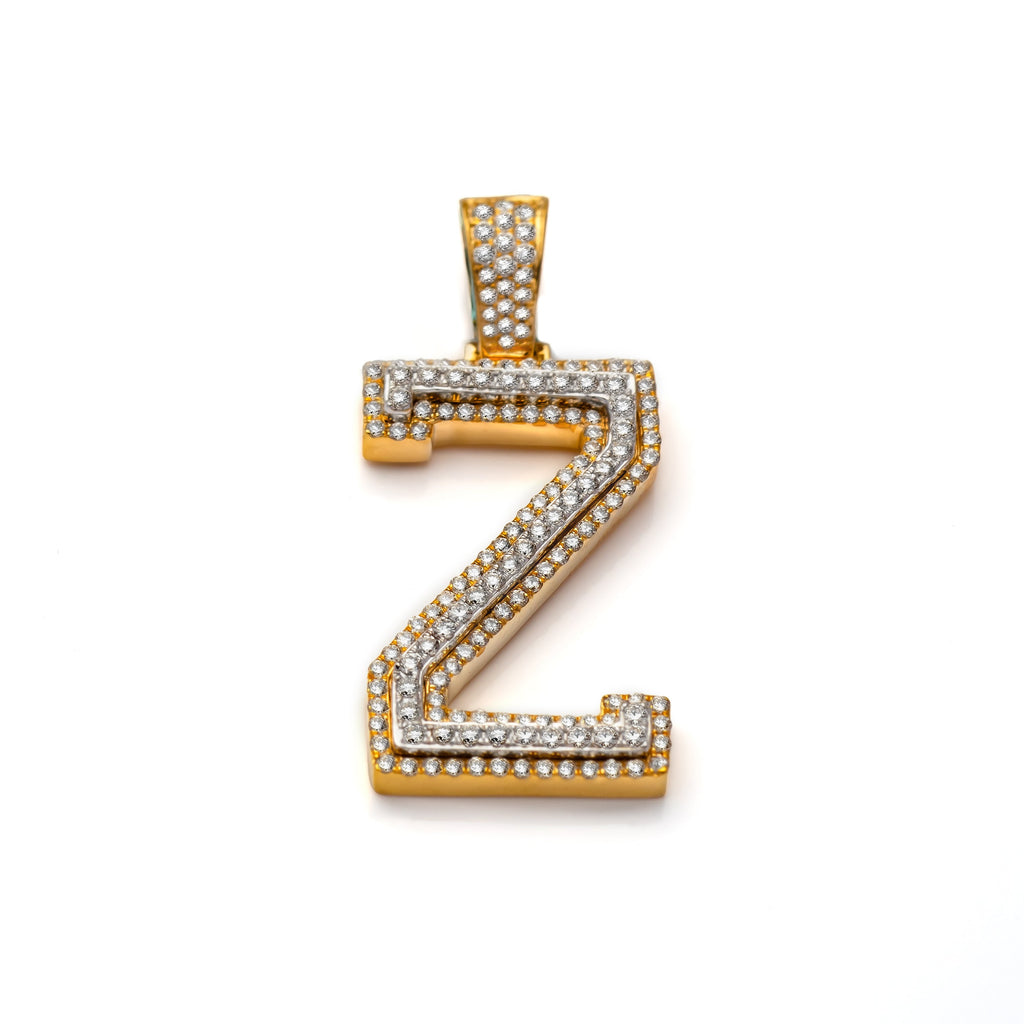 10k Diamond Block Letter Initial Pendant