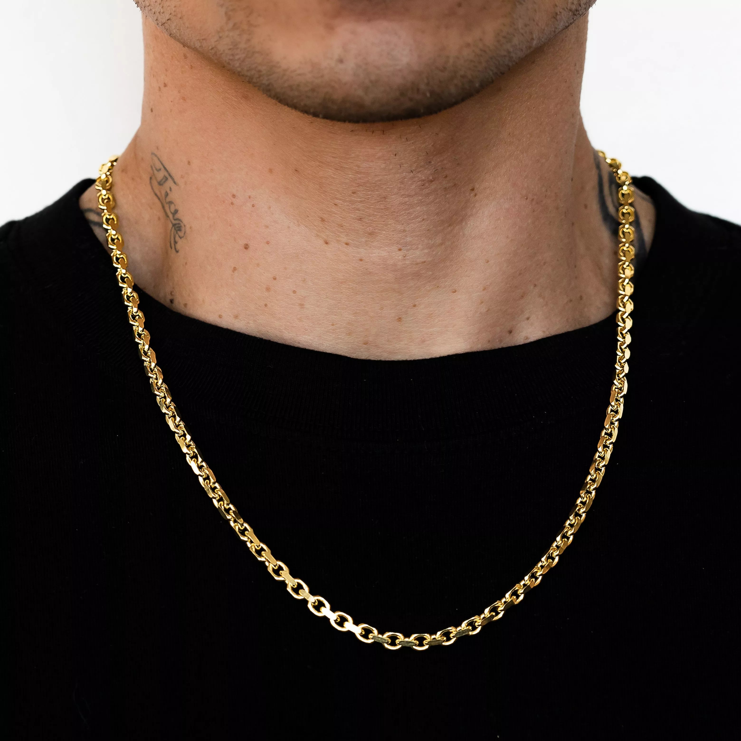 14k Yellow Gold Solid Heavyweight Cable Link Chain with Lobster Lock (Available 3mm to 5mm)